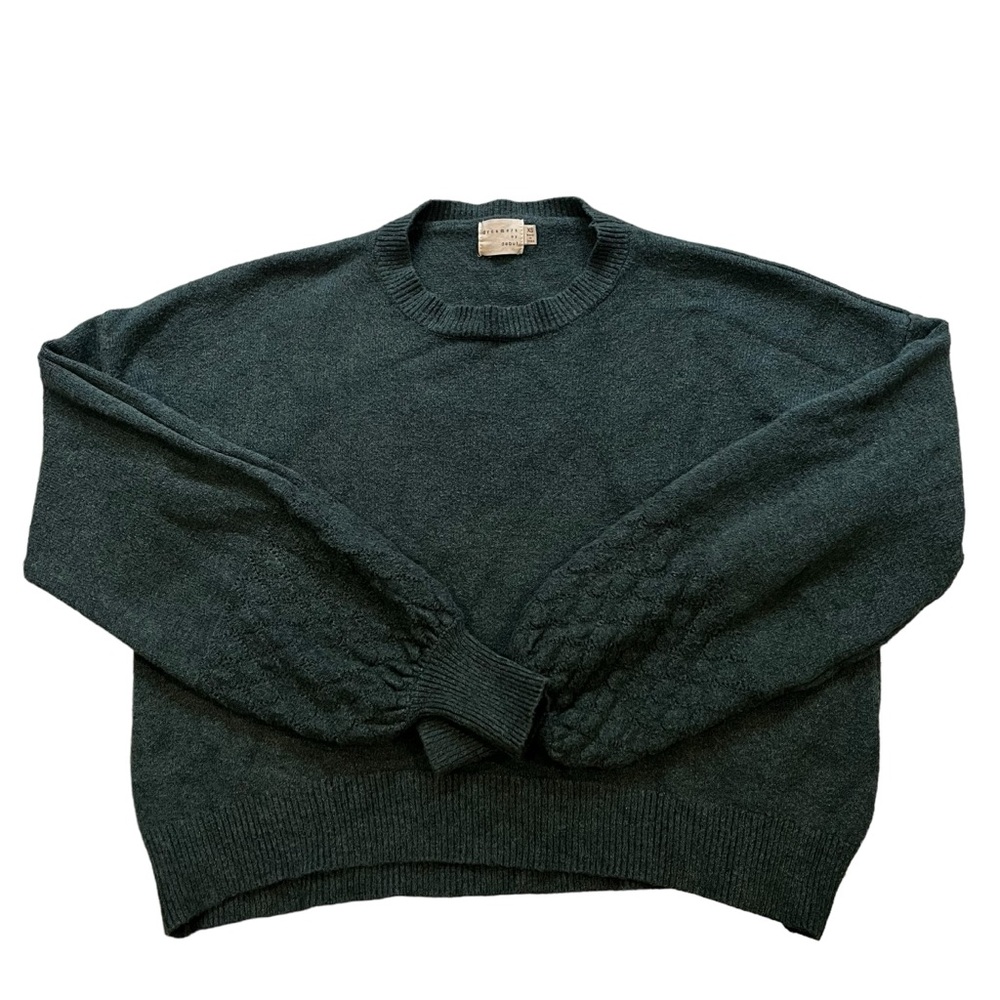Dreamers by Debut Crewneck Cropped Green Sweater, Sz XS - Picture 9 of 14